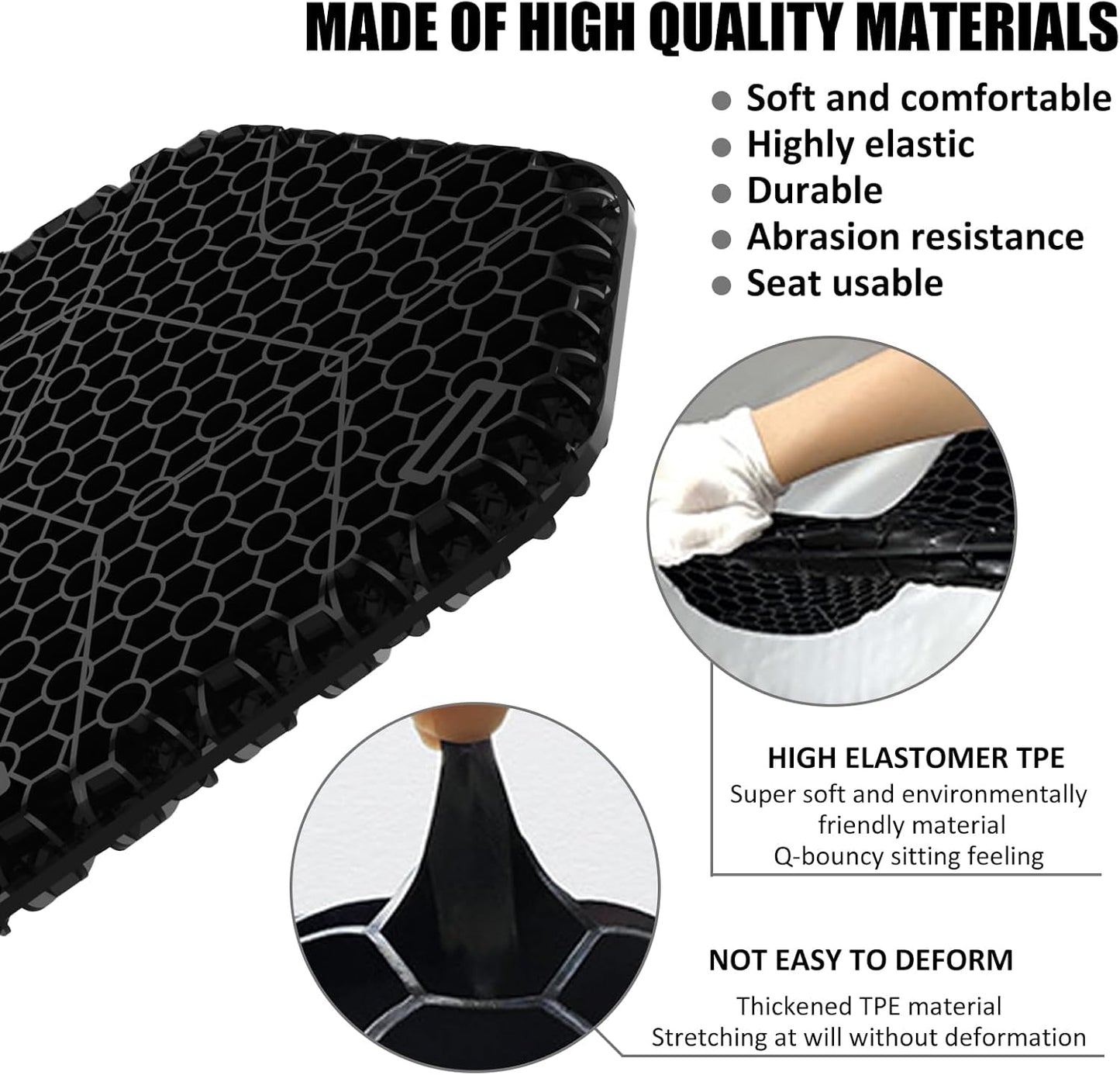 Motorcycle Gel Rubber Seat Cushion - Universal Size for All Bikes