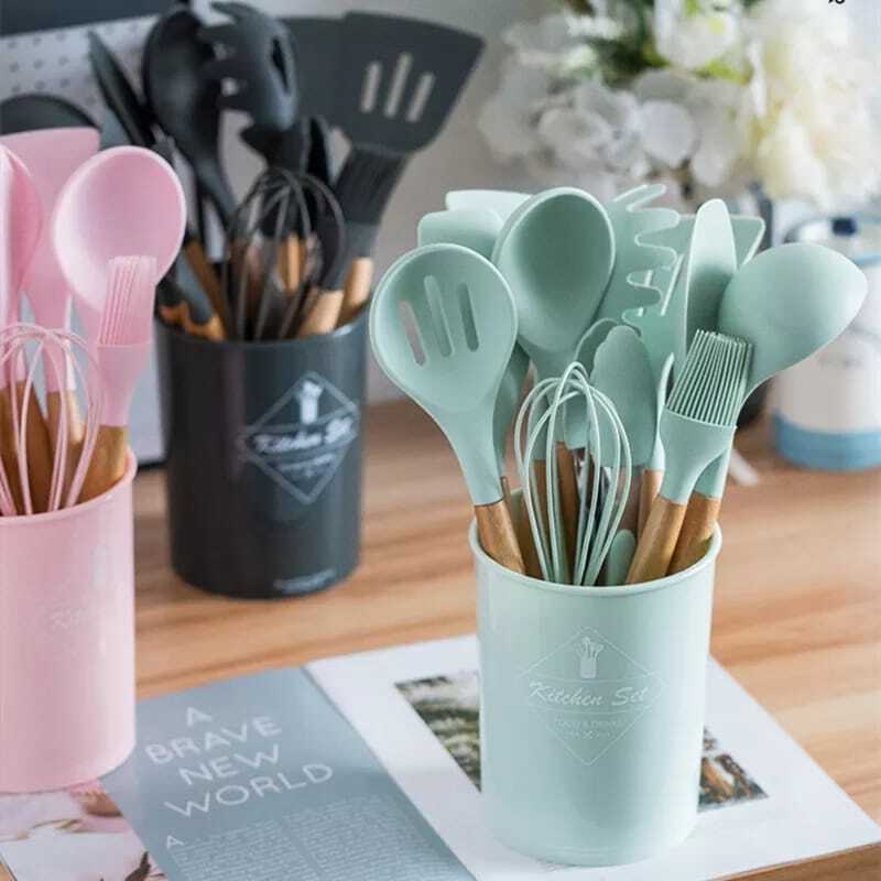 12 Pcs Premium Silicone Kitchen Tool Set – Heat Resistant & Non-Stick Safe