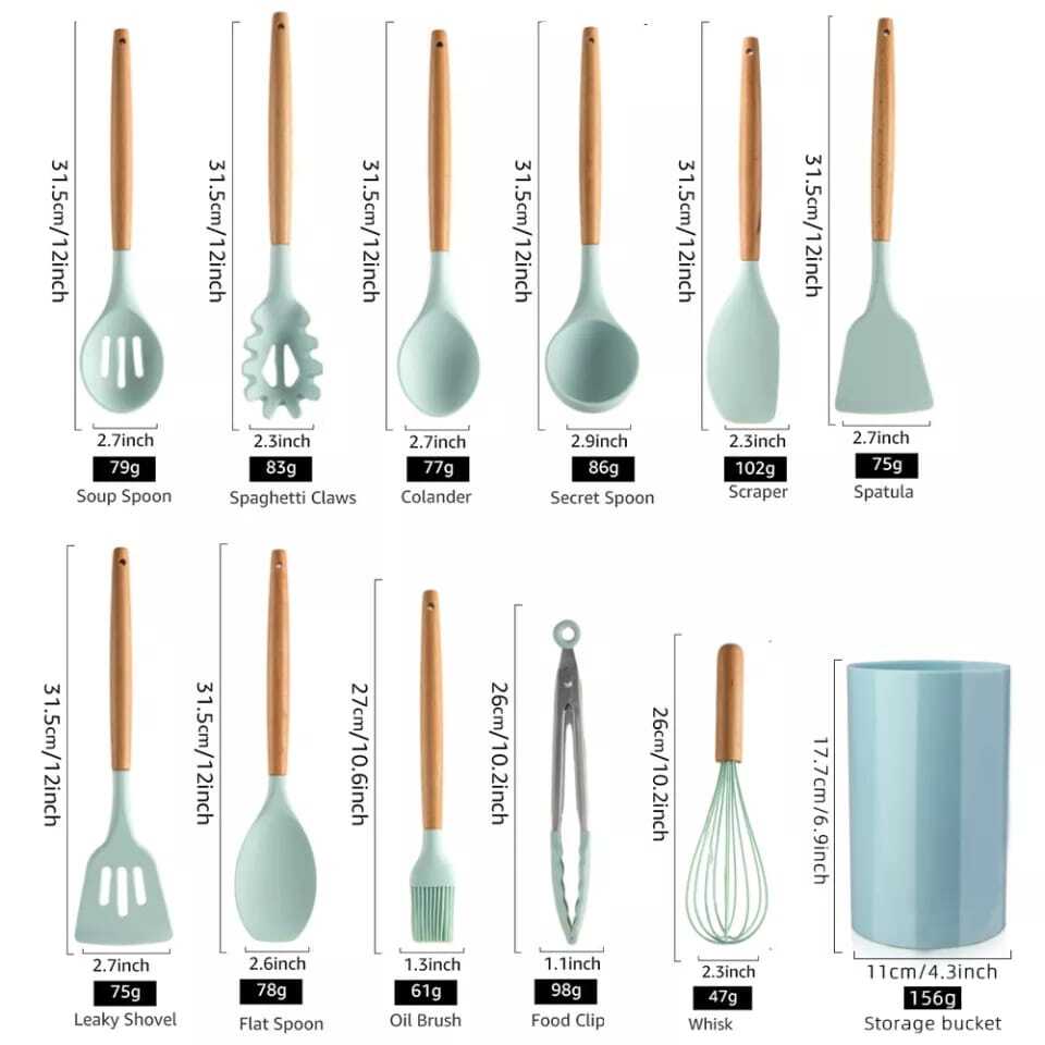 12 Pcs Premium Silicone Kitchen Tool Set – Heat Resistant & Non-Stick Safe