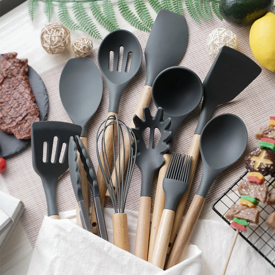 12 Pcs Premium Silicone Kitchen Tool Set – Heat Resistant & Non-Stick Safe