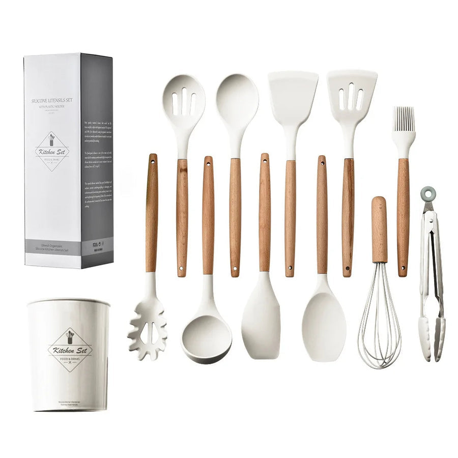 12 Pcs Premium Silicone Kitchen Tool Set – Heat Resistant & Non-Stick Safe