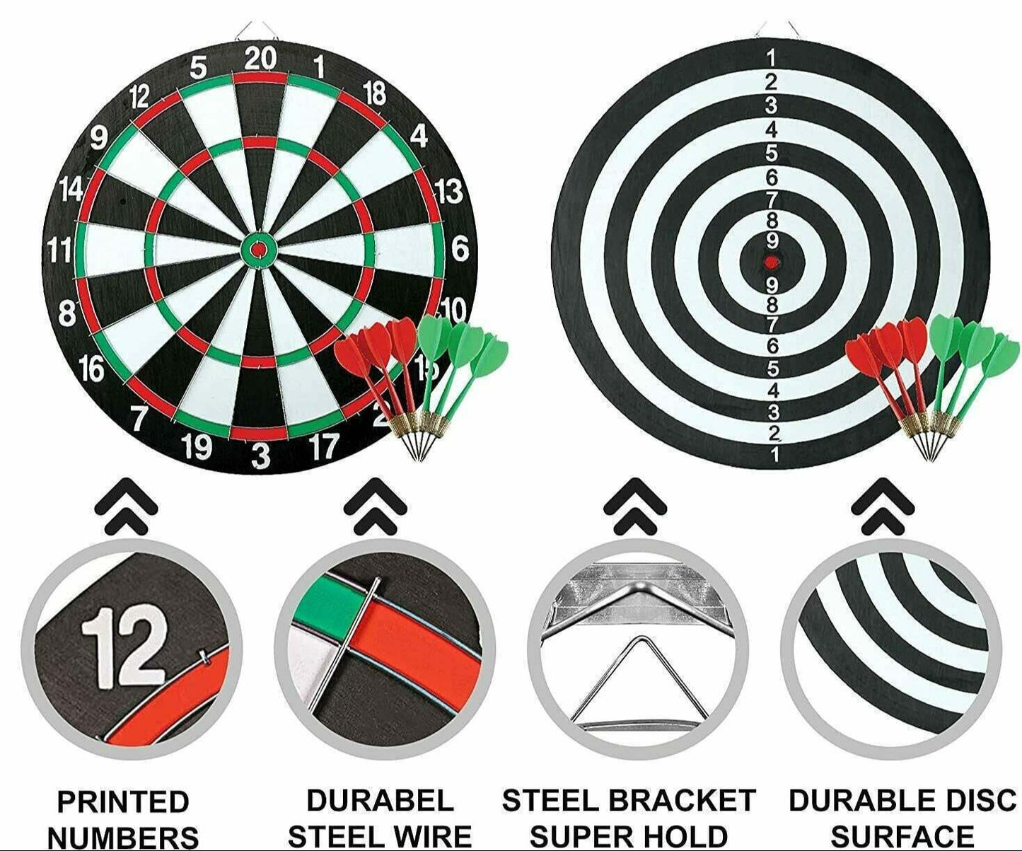 15" Dartboard Game Set with 6 Steel Tip Darts - Imported