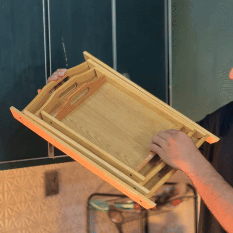 3-Pcs Wooden Tray Set – Handmade & Water Proof