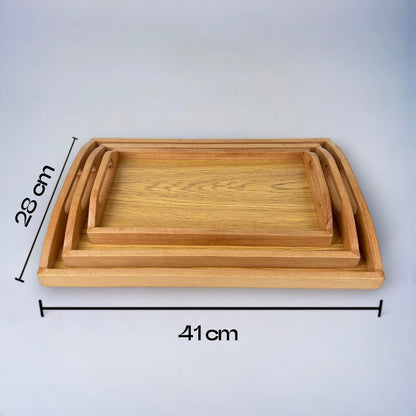 3-Pcs Wooden Tray Set – Handmade & Water Proof